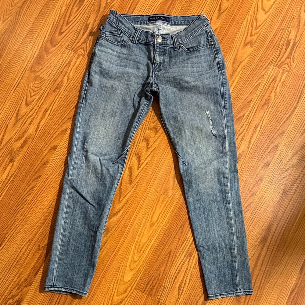 Rock & Republic Distressed Blue Skinny Jeans